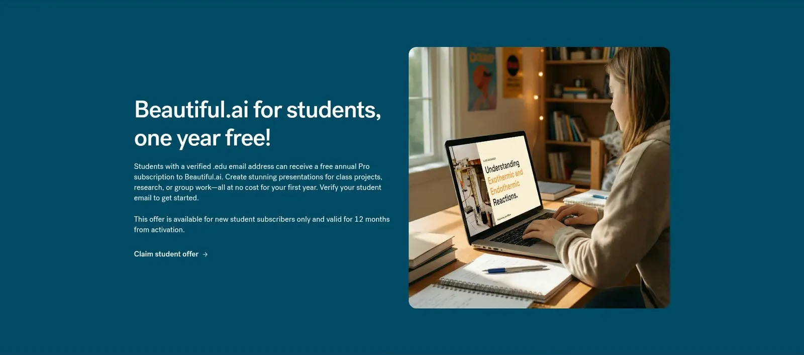 Deal 1: Free Beautiful.ai Pro for students for 1 year (proof screenshot)